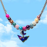 Rainbow butterfly necklace.02 (beads color random) (6672858906742)