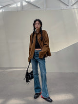 (UNISEX) スエードストラップレーサージャケット