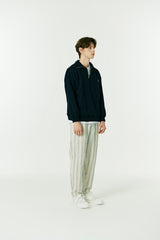 ハーフジップアップニットスウェットシャツ/HALF ZIP UP KNIT SWEATSHIRTS NAVY