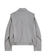 87-STAN029 [Vegan Suede] Multi-placket Suede Jacket Gray