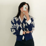 ポイントクロップアーガイルカーディガン / Point Crop Argyle Cardigan
