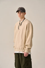 REVERSE PATTERN SWEATSHIRT-BEIGE