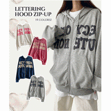 Going Balpo Embossing Ponte Lettering Boxy Zip-Up Hoodie