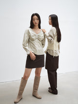 BUTTON MINI SKIRT [ CHARCOAL ]