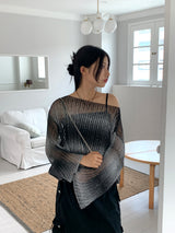 Wooseon tie-dye printing gradient crop long-sleeved knit