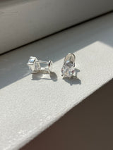 [92.5silver] オーバルキュービックワンタッチピアス