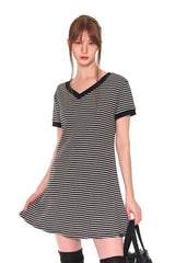 V NECK STRIPE OPS (GRAY)