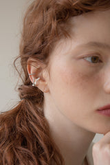 ニットクロスシルバーイヤーカフ/[2set] Knitted cross 'silver' earcuff (4colors)