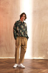 "PRE-ORDER 4/16~" VINTAGE FLOWER DROP-SHOULDER SHIRT (Black) (6546128928886)