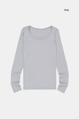 Shoulder snap wide-neck long sleeve