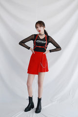 レイヤードロングスリーブメッシュトップ/TOP(6348) Layered Long Sleeve Mesh Tee