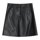 Faux Leather Round Skirt (Black)