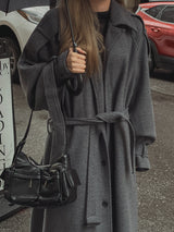 [WOOL 50%/MADE] wool maxi trench mac coat