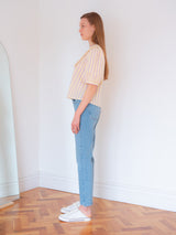 STRIPE RUFFLE COLLAR BLOUSE_YELLOW (6580071563382)