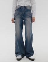 カッティングワイドミディアムブルーパンツ / Cutting Wide Medium Blue Pants