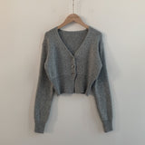 [Cutting the waist] モネマッカーシークロップドニットカーディガン