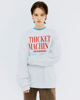 チケットマシンタイポスウェットシャツ/THICKET MACHINE TYPO SWEATSHIRT-WHITE MELANGE