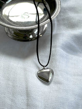 Roche Silver Bold Heart Strap Necklace