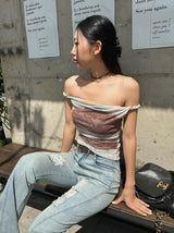 エッセンシャルオフザショルダースリーブレストップ