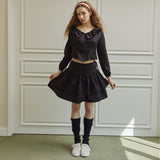 Droplet ruffle skirt (black)