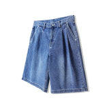 ウォッシュデニムバルミューダパンツ / 2 TUCK WASHED DENIM BERMUDA PANTS BLUE