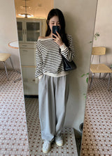 Cotton Pintuck Wide Banding Pants (3color)