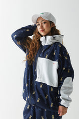 ロイヤルフリースフードジャケット / BSR2223FWJK103 ROYAL FLEECE HOODED JACKET MINI BEAR RABBIT NAVY