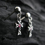 シャイニークロスD2ルビーシルバーイヤリング / Shiny Cross-D2 Ruby silver earring (4595515654262)