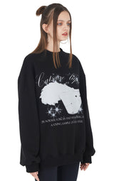 [ISS005-1] GLASS CAT SWEATSHIRTS BLACK