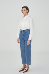 LETTERING STRAIGHT FIT DENIM PANTS [6886]