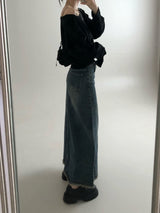 ウォッシングデニムロングスカート