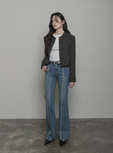 raw edge cut tweed jacket