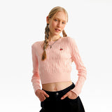 スモールチェリーケーブルクロップニット／SMALL CHERRY CABLE CROP KNIT [SALMON]