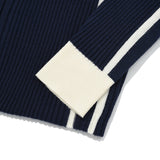 LINE POINT HIGH NECK KNIT ZIP UP [NAVY]