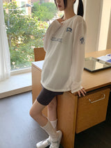 Dimu Air Mesh Blockcore Print Long Sleeve T-Shirt