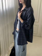 Contw Vintage Linen Boxy Check Shirt