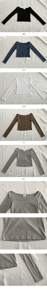 Shirt Square Neck Basic Long Sleeve Tee