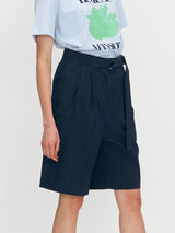 Two tuck half pants - Navy (6699531042934)