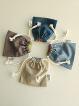 Two tone string pouch - beige L