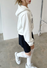 クロップドットフードジップアップ / Crop dot hood zip-up