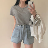 デイリーラベルセミクロップショートスリーブTシャツ
