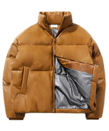 TL Synthetic Leather Duck Down Short Padding (Brown)