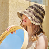 Stripe paper bucket hat Brown