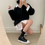 フェイバリットパッチルーズフィットVネックニット