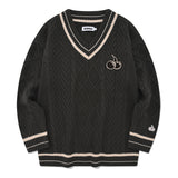 ミドルチェリーツイストⅤネックニット／MIDDLE CHERRY TWIST V-NECK KNIT [GRAY CHARCOAL]