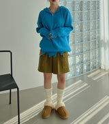 ダメージハーフジップアップフード/Damage Half Zip-Up Hood (3color)