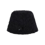 Fur Long Label Boucle Drop Bucket Hat Black