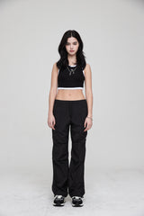 mii リブ クロップタンクトップ / mii RIBBED CROP TANK TOP BLACK