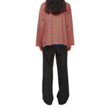 エンブロイダリーストライプロングスリーブ / EMBROIDERY STRIPE LONG SLEEVE blue/orange