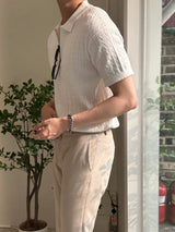 トッドケーブルジップアップ半袖襟付きニット / Tod Cable Zip-Up Short-Sleeved Collar Knitwear (8 colors)